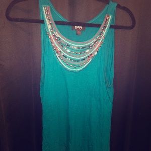 Bedazzled blue tank top